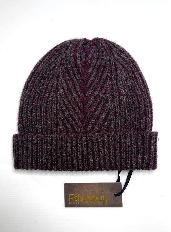 Plated Herringbone Rib Stitch Hat - Cocoa - Fisherman Out of Ireland