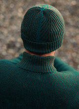Plated Herringbone Rib Stitch Hat - Emerald - Fisherman Out of Ireland - back