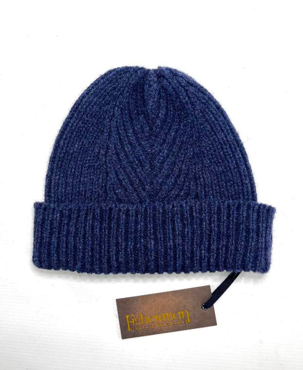 Rib Herringbone Stitch Hat - Indigo - Fisherman Out of Ireland