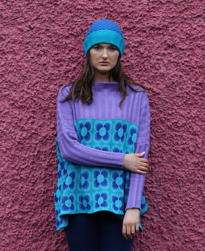 Ribbed Retro Daisy Jumper -amethyst - Linda Wilson - on model