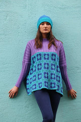 Ribbed Retro Daisy Jumper -amethyst - Linda Wilson - on model