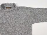 Ribbed Roll Neck Jumper with curved end at back - Seagull - Fisherman Out of Ireland - close up neck and shoulder