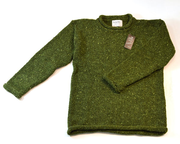 Roll neck jumper – Speckled green – Rossan Knitwear