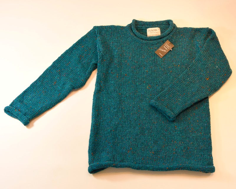 Roll neck jumper – Speckled dark turquoise – Rossan Knitwear