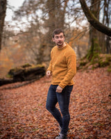 Roll neck jumper – Speckled yellow – Rossan Knitwear - on model