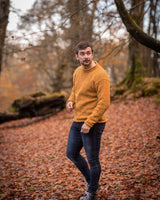 Roll neck jumper – Speckled jaune – Rossan Knitwear - on model