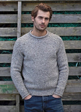 Saddle Shoulder Roll Neck Jumper - Porridge - Fisherman Out of Ireland - front on model