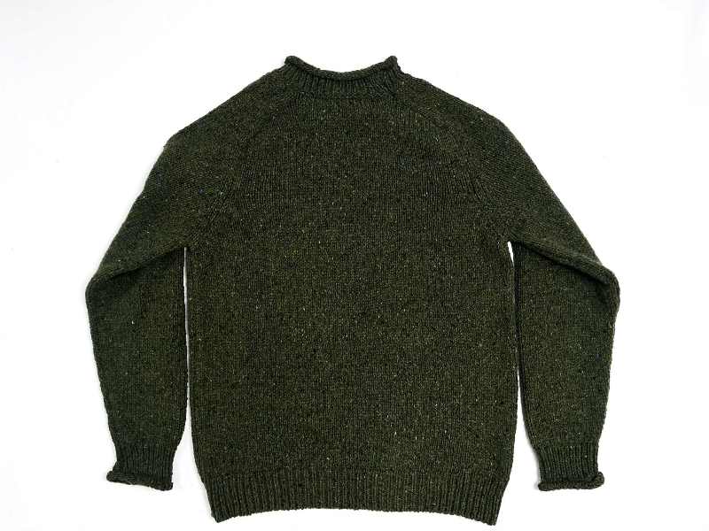 Saddle Shoulder Roll Neck Jumper - Seaweed - Fisherman Out of Ireland - back