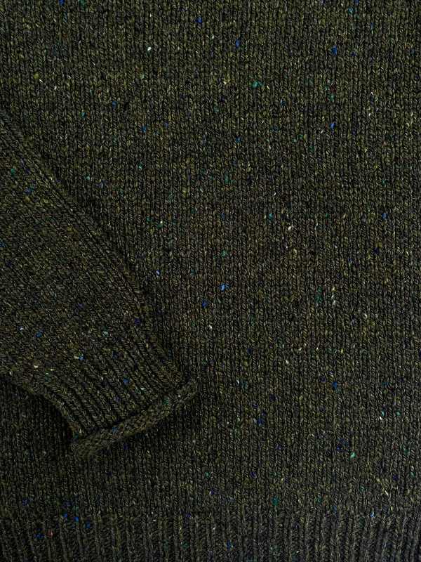 Saddle Shoulder Roll Neck Jumper - Seaweed - Fisherman Out of Ireland - detail
