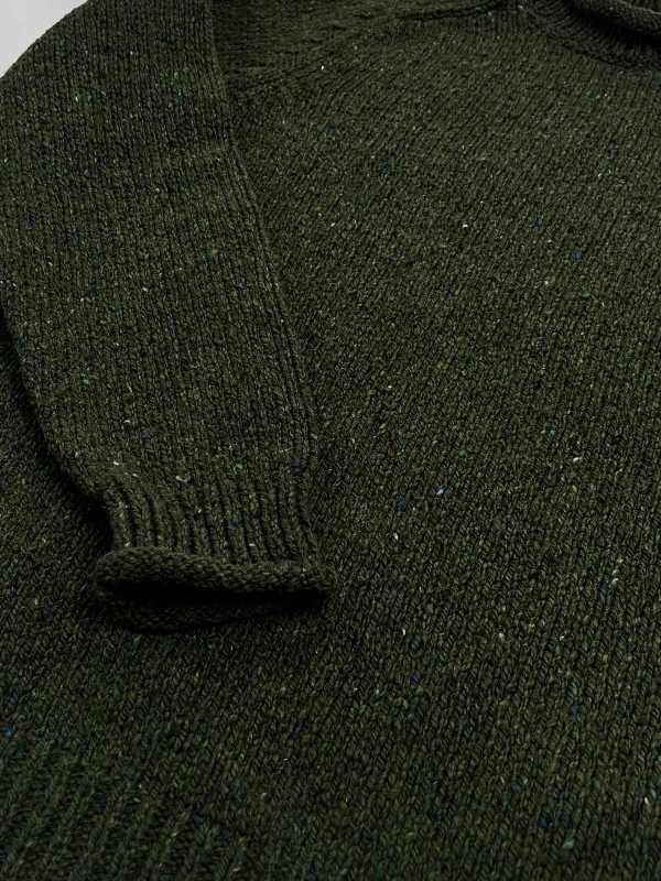 Saddle Shoulder Roll Neck Jumper - Seaweed - Fisherman Out of Ireland - detail wrist