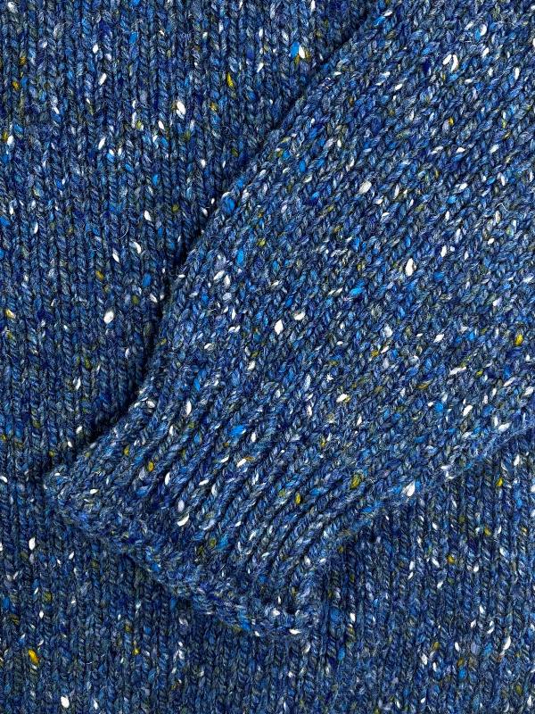 addle Shoulder Roll Neck Jumper - Denim - Fisherman Out of Ireland - detail cuff