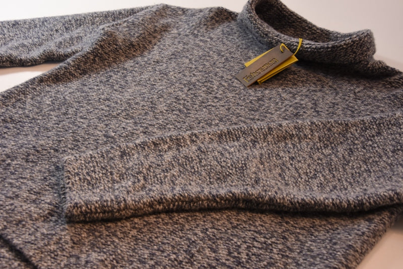 Semi Felted Boxy Mock Neck sweater - Pebble - Fisherman Out of Ireland - detail