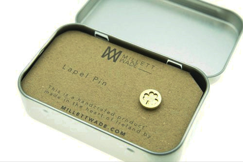 Shamrock Pin - Brass – Millet Wade - in tin