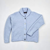 Shawl Collar Tuck Stitch Cardigan - Forget Me Not - Fisherman Out of Ireland