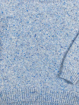 Slouchy Crew Neck Jumper with Side Slits - Blue Mist - Fisherman Out of Ireland - close up