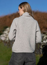 Slouchy Funnel Neck sweater - Oyster - Fisherman Out of Ireland - on model