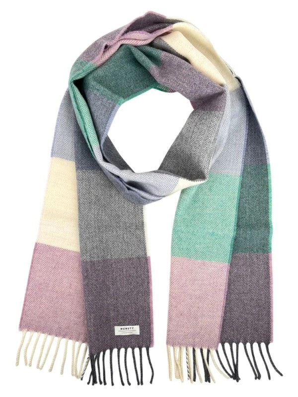 Spearmint and Smoke Check Lambswool Scarf - McNutt of Donegal
