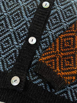 Taspestry Cardigan with pockets - Stormy Sea - Fisherman Out of Ireland - close up wrist