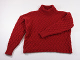Turtleneck Cropped Aran Sweater – Red – McConnell