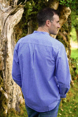 Vintage Granddad Shirt - Lee Valley - Blue Stripes - back