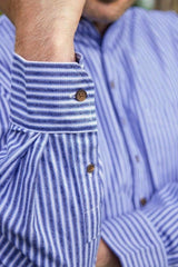 Vintage Granddad Shirt - Lee Valley - Blue Stripes - detail wrist