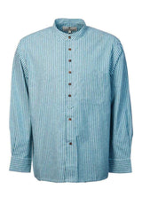 Vintage Granddad Shirt - Green & Blue stripes - Lee Valley  - front