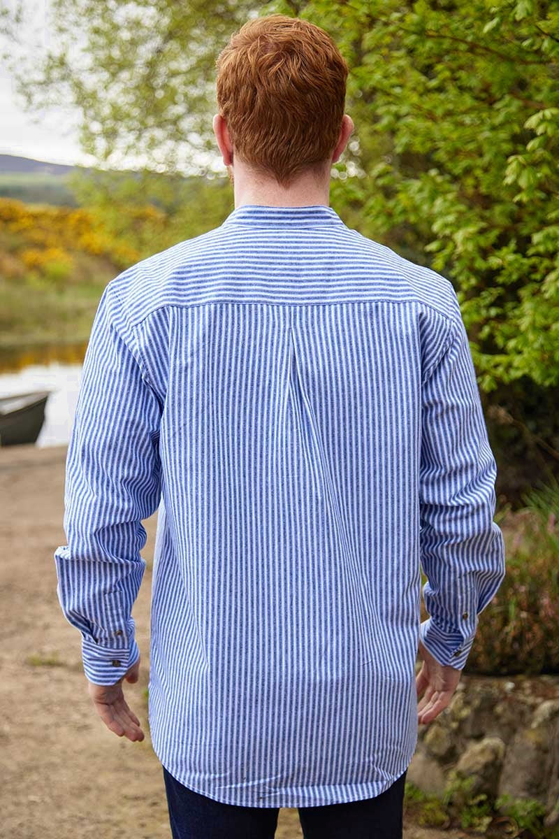Vintage Granddad Shirt - Lee Valley - Blue Stripes - on model, back