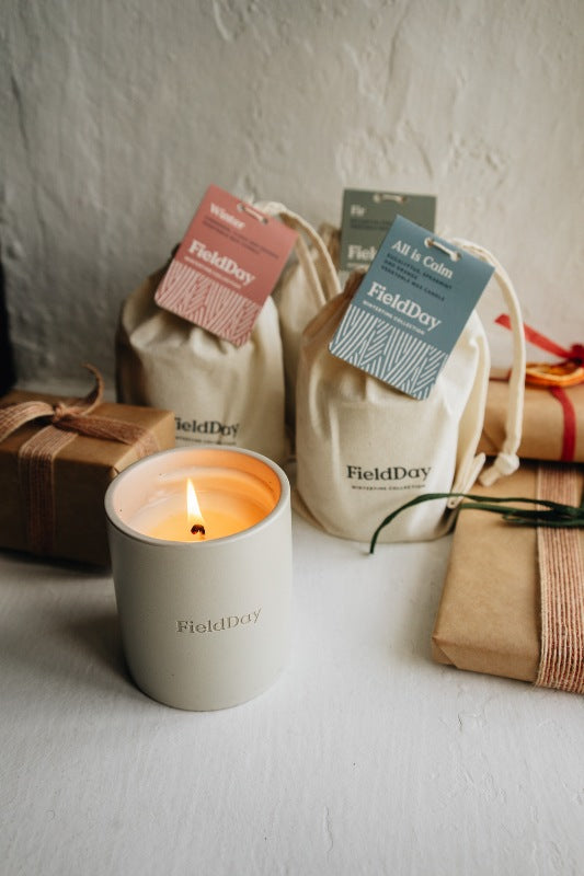 Wintertime Stoneware Candles - Winter, All is Calm and Fir - Field Day