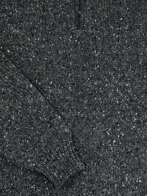 Half Zip Neck Sweater - Steel Wool - Fisherman Out of Ireland - detail