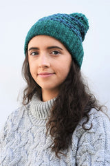 Basketweave Bobble Beanie - Jade - McConnell - on model