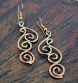 3 Spirals drop earrings - Mixed Metals - Kieran Cunningham