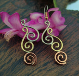 3 Spirals drop earrings - Mixed Metals - Kieran Cunningham