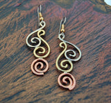 3 Spirals drop earrings - Mixed Metals - Kieran Cunningham