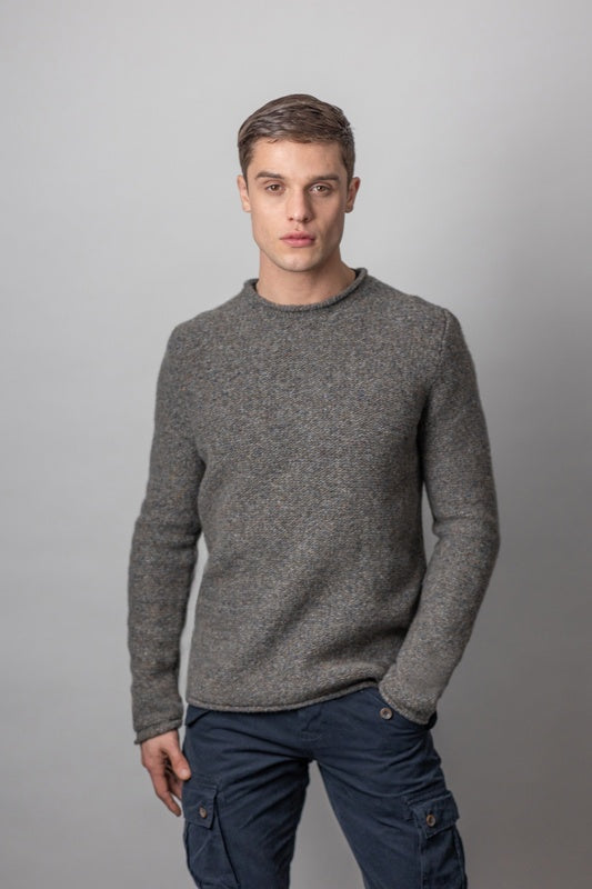Crew neck with roll edges jumper - Smoke - Fisherman Out of Ireland