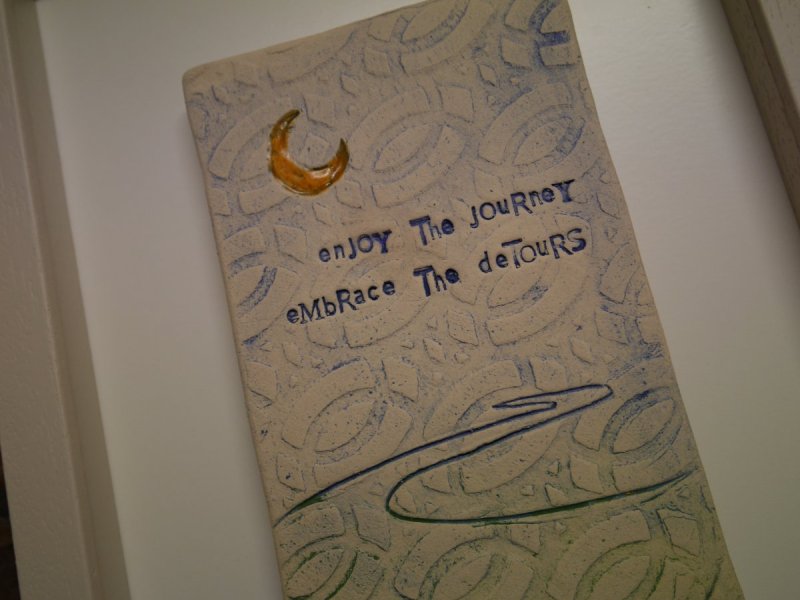 Enjoy the journey embrace the detours - Framed Tile - Sarah McKenna - detail