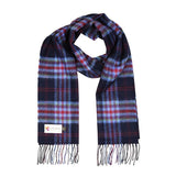 Fine Merino Scarf - Navy, Blue and Red Check - John Hanly