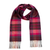 Fine Merino Scarf - Pink and Burgundy Plaid - John Hanly