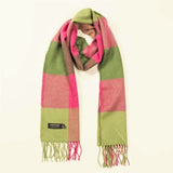 Fine Merino Scarf - Pink and Green Block - John Hanly 2