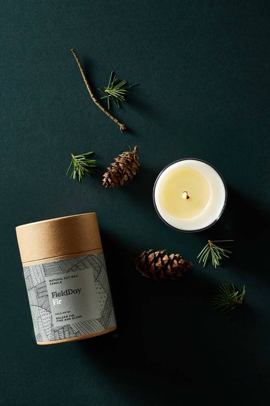 Fir Large Candle + Packaging – Field Day