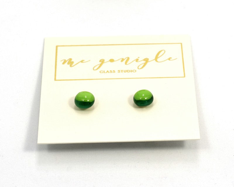 Fused Glass Stud Earrings - Green - McGonigle Glass Studio