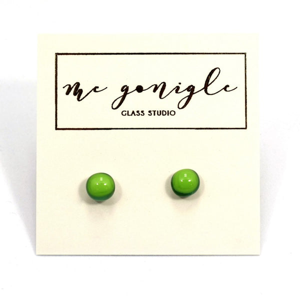 Fused Glass Stud Earrings - Green - McGonigle Glass Studio