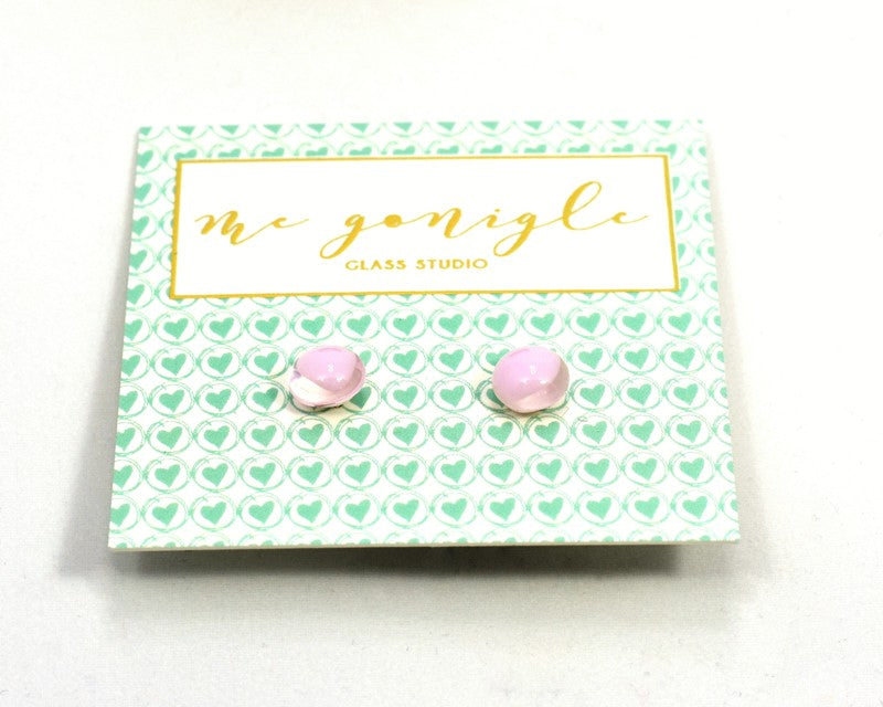 Fused Glass Stud Earrings - Light Pink - McGonigle Glass Studio