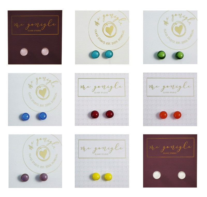 Fused Glass Stud Earrings - McGonigle Glass Studio - colours selection