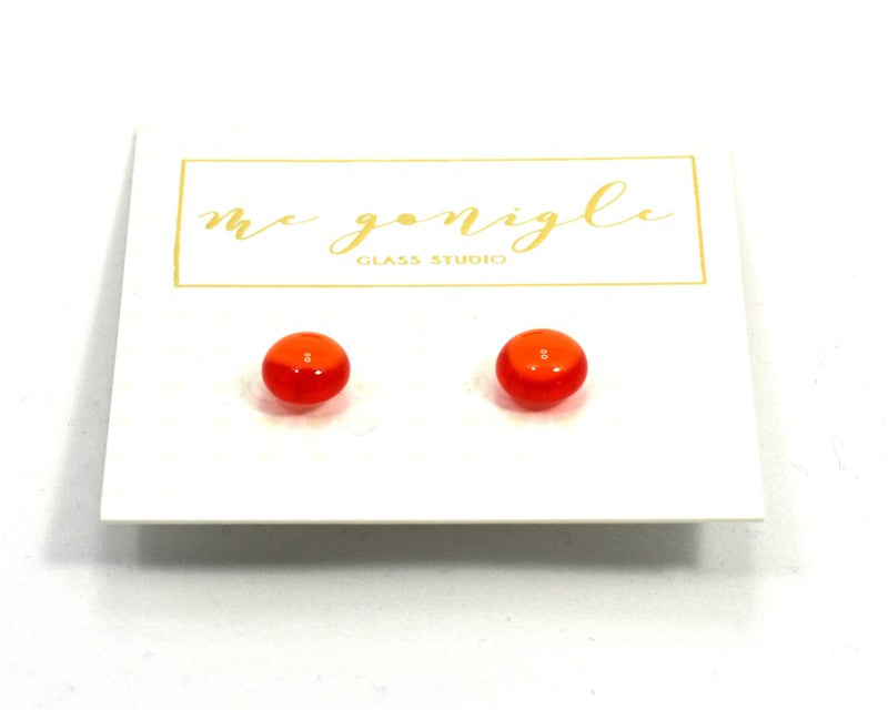 Fused Glass Stud Earrings - Orange - McGonigle Glass Studio