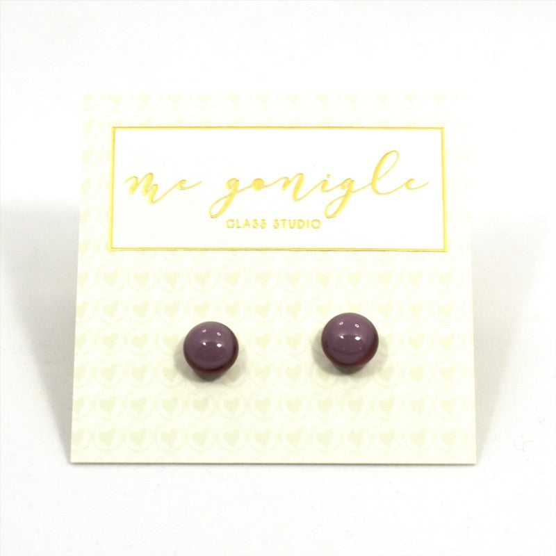 Fused Glass Stud Earrings - Purple - McGonigle Glass Studio