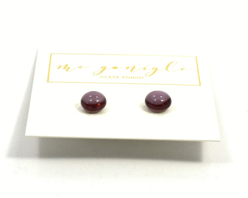 Fused Glass Stud Earrings - Purple - McGonigle Glass Studio