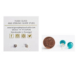 Fused Glass Stud Earrings - Turquoise - McGonigle Glass Studio - detail