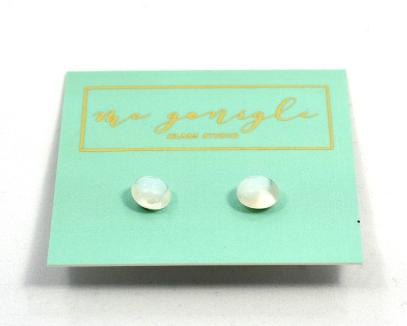 Fused Glass Stud Earrings - White - McGonigle Glass Studio