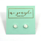 Fused Glass Stud Earrings - White - McGonigle Glass Studio