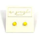 Fused Glass Stud Earrings - Yellow - McGonigle Glass Studio